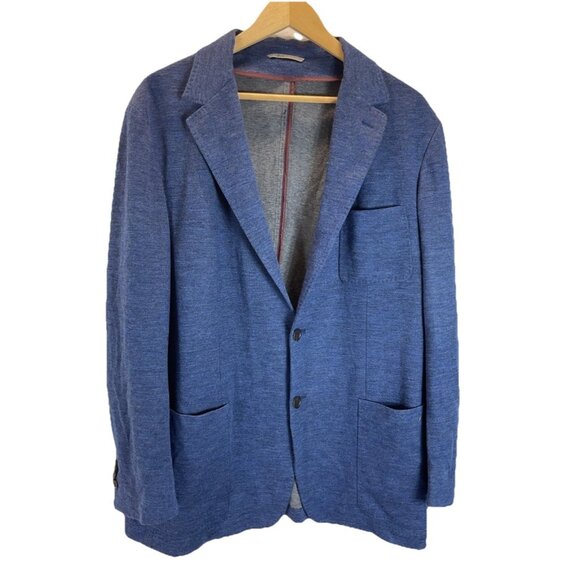 CANALI 40R Blue Jersey Knit Wool Sport Coat Blazer Chore Jacket Italy preppy - Picture 1 of 13